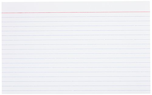 Amazon Basics Ruled Lined Index Note Cards, 500 Count, 5 Pack of 100, White, 5 in x 8 in