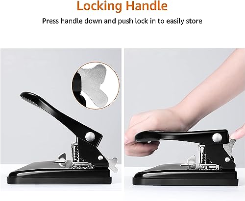 Amazon Basics Semi-Adjustable 3-Hole Punch, 30 Sheet Capacity, Black view 3