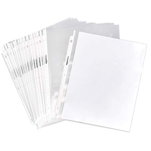 Amazon Basics Sheet Protectors for 3 Ring Binder, Heavyweight, Polypropylene, 8.5 x 11 Inch, 100-Pack, Clear