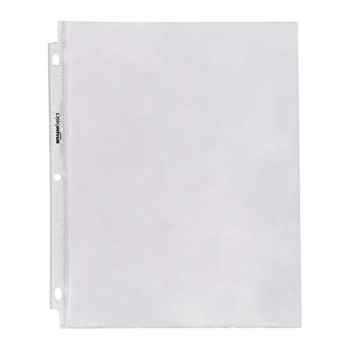 Amazon Basics Sheet Protectors for 3 Ring Binder, Heavyweight, Polypropylene, 8.5 x 11 Inch, 100-Pack, Clear
