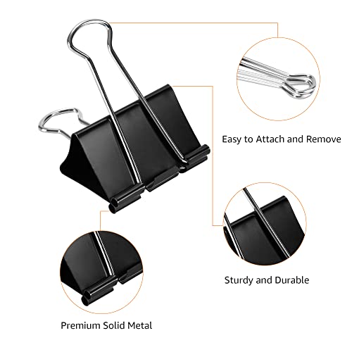 Amazon Basics Sturdy Binder Clips for Office Use, 144 Count (12 Pack of 12), Small, 0.75 in, Black