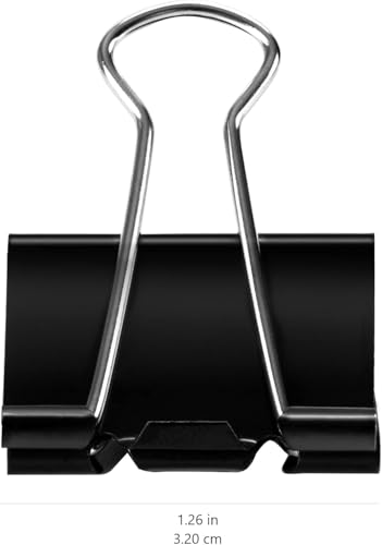 Amazon Basics Sturdy Binder Clips, Office Supplies, Medium 1.25 in, Document Organizing, Black, 96 Count (8 Pack of 12) view 3