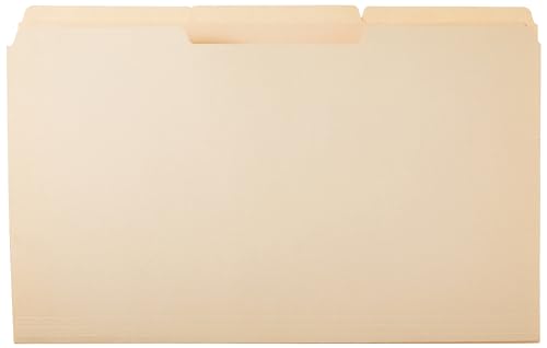Amazon Basics Sturdy Manila File Folders, 1/3 Tabs in Assorted Positions for Filing, Legal Size, 8.5 x 14 inch - Pack of 100