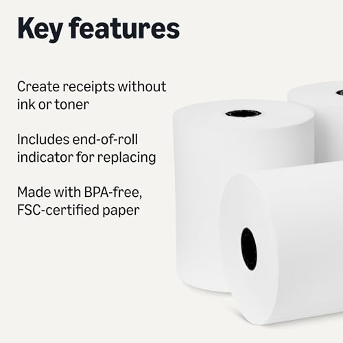 Amazon Basics Thermal Paper Receipt Rolls for POS, 3 1/8" x 230', BPA-Free, FSC Certified, White, 50 Rolls view 2