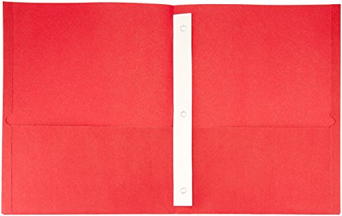 Amazon Basics Twin Pocket File Folders with Fasteners, 25-Pack, Letter, Assorted