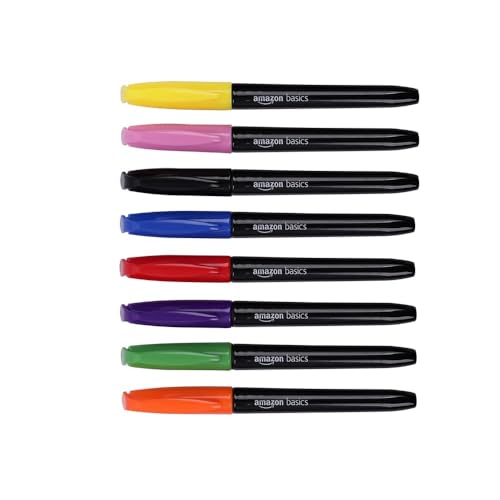 Amazon Basics Vibrant Fabric Markers, Assorted Colors, 8-Pack