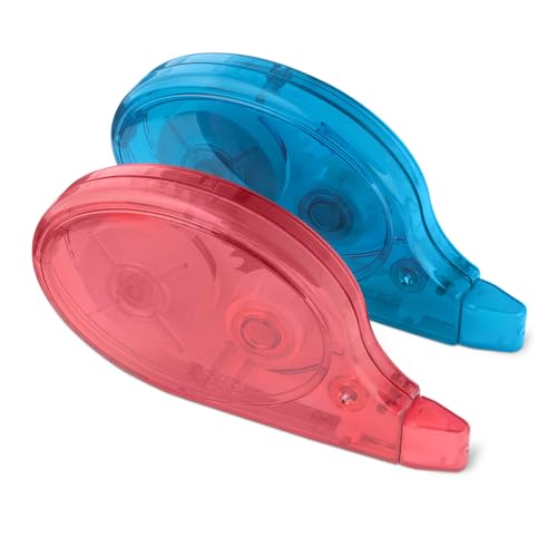 Amazon Basics White Out Correction Tape with Dispenser, 39.3ft, 2-Count Pack, Fast, Clean and Easy to Use Tear-Resistant Tape Office or School Supplies, Green, Orange, Purple, Red, Blue