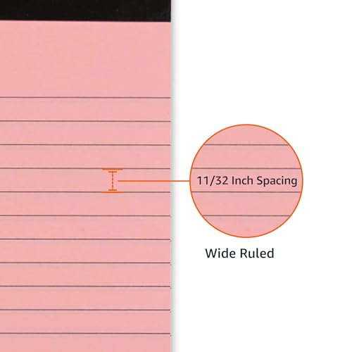 Amazon Basics Wide Ruled 8.5 x 11.75-Inch 50 Sheet Perforated Lined Writing Note Pads, Pack of 6, 300 Count, Multicolor