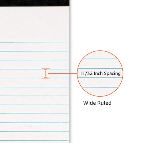 Amazon Basics Wide Ruled Lined Writing Note Pads for Office Supplies, 8.5" x 11.75", White, 12-Pack of 50 Perforated Sheets view 3