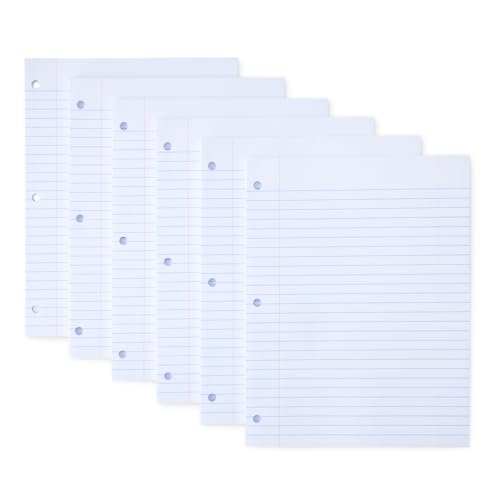 Amazon Basics Wide Ruled Loose Leaf Paper, 10.5" x 8", 100 Sheets, White, 6-Pack
