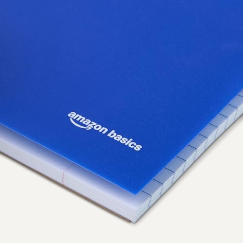 Amazon Basics Wide-Ruled Spiral Notebooks with Pocket Divider, 8" x 10.5", 100 Sheets, Perforated Pages, Assorted Primary Colors, 3-Pack view 3