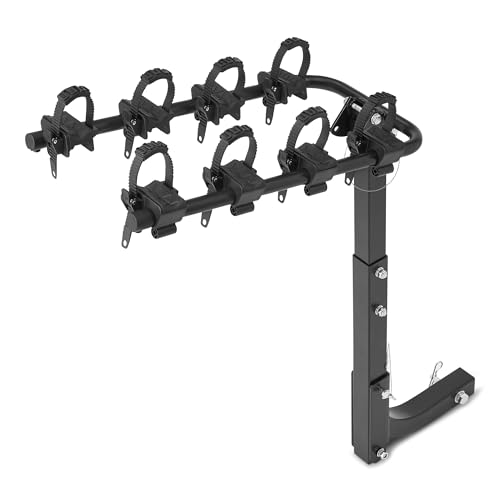 Amazon Basics 4-Bike Hitch Rack with 2" Hitch for Car, SUV and Truck, Foldable Steel Frame with Anti-Rattle Design