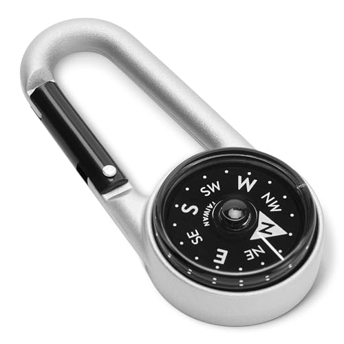 Amazon Basics Carabiner Keychain Compass for Hiking, Camping Backpacking