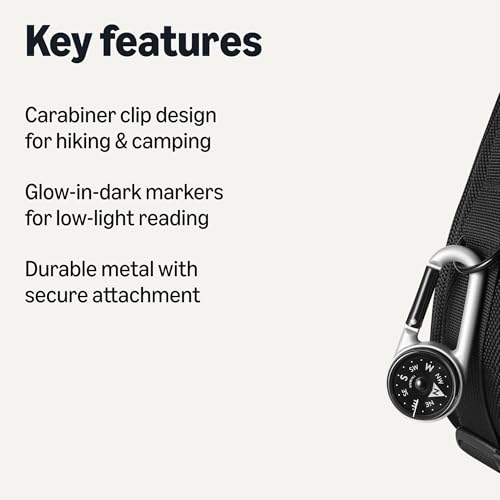 Amazon Basics Carabiner Keychain Compass for Hiking, Camping Backpacking view 2
