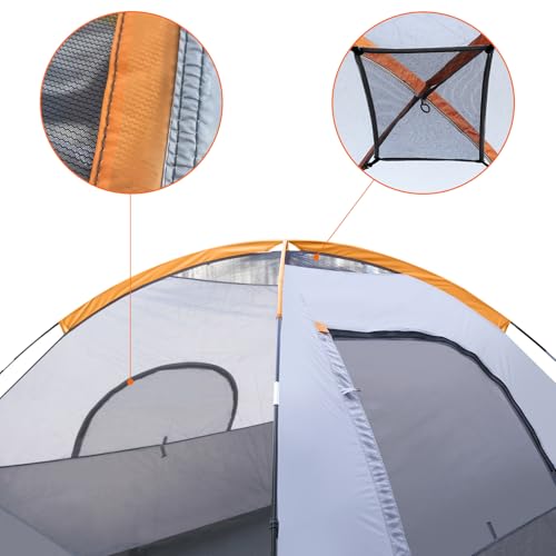 Amazon Basics Dome Camping Tent with Rainfly and Carry Bag, Orange and Grey, 6 Person