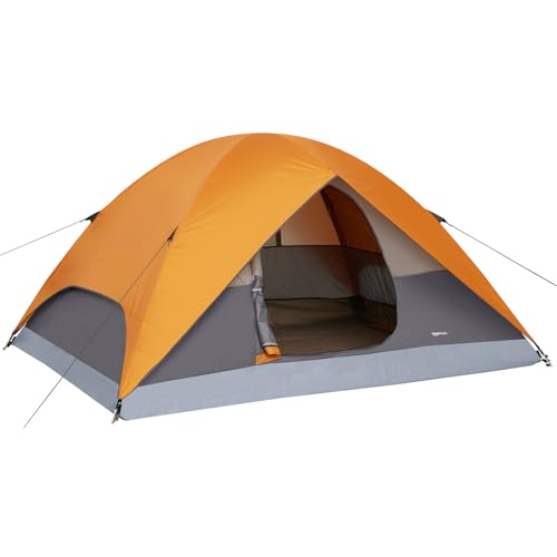 Amazon Basics Dome Camping Tent with Rainfly and Carry Bag, Orange and Grey, 2 Person