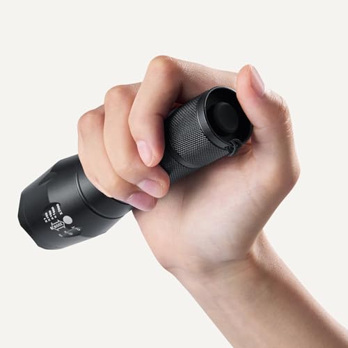 Amazon Basics Handheld LED Flashlight, 200 high Lumen flashlights Adjustable Brightness Focus, Black view 3