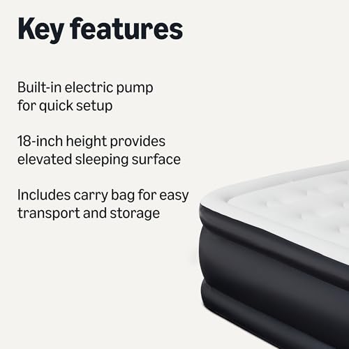 Amazon Basics Inflatable Air Mattress, Twin Size, 18 inch Height, with Built-in Electric Pump view 2