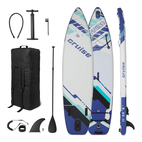 Amazon Basics Inflatable Stand Up Paddleboard with Accessories, 132" x 33" x 15", Blue
