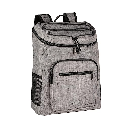 Amazon Basics Insulated Cooler Backpack, 30 Can Capacity, Leak-Proof Design, Gray