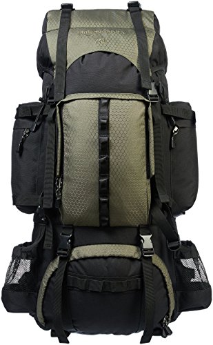 Amazon Basics Internal Frame Hiking Camping Rucksack Backpack with Rainfly - 18 x 8 x 37 Inches, 75 Liters, Green