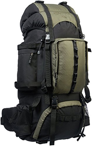 Amazon Basics Internal Frame Hiking Camping Rucksack Backpack with Rainfly - 18 x 8 x 37 Inches, 75 Liters, Green