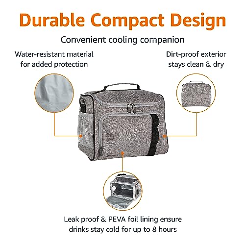 Amazon Basics Leakproof Reusable, Portable Soft Insulated Cooler Lunch Bag, Stays Cold for Hours, 24 Can Capacity, Adjustable Shoulder Strap, Gray view 2