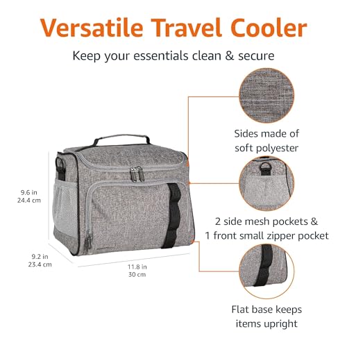 Amazon Basics Leakproof Reusable, Portable Soft Insulated Cooler Lunch Bag, Stays Cold for Hours, 24 Can Capacity, Adjustable Shoulder Strap, Gray view 3