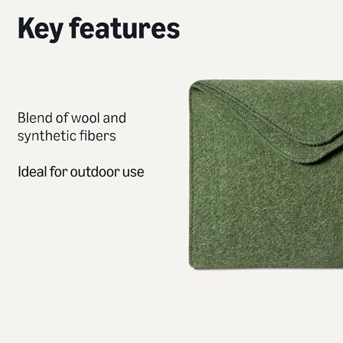 Amazon Basics Outdoor Camping Blanket, Military-Style Wool Blend, Camping Essentials view 2