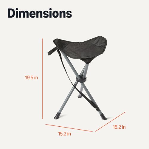 Amazon Basics Portable Camping Stool, Collapsible, Lightweight, for Hiking, Hunting, Fishing, Black view 2