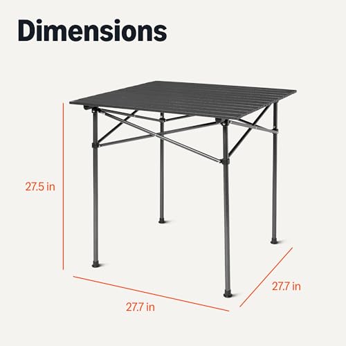 Amazon Basics Portable Folding Aluminum Camping Table, Tall, Black view 2