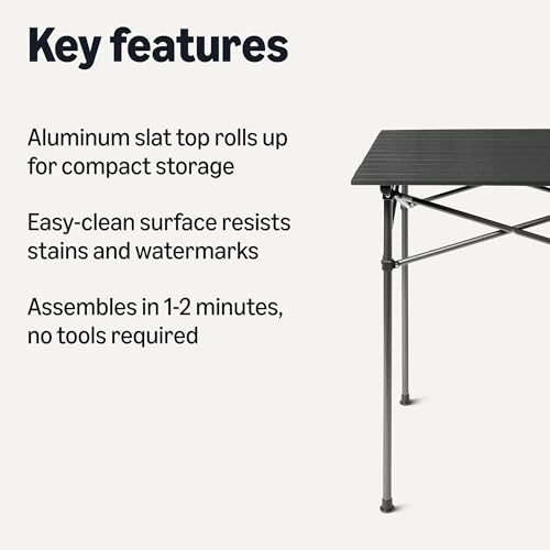 Amazon Basics Portable Folding Aluminum Camping Table, Tall, Black view 3