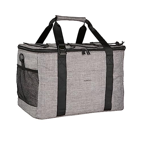 Amazon Basics Soft Insulated Leak-Proof Cooler Bag, Reusable, Portable, Keeps Cold, 50 Can Capacity, Gray