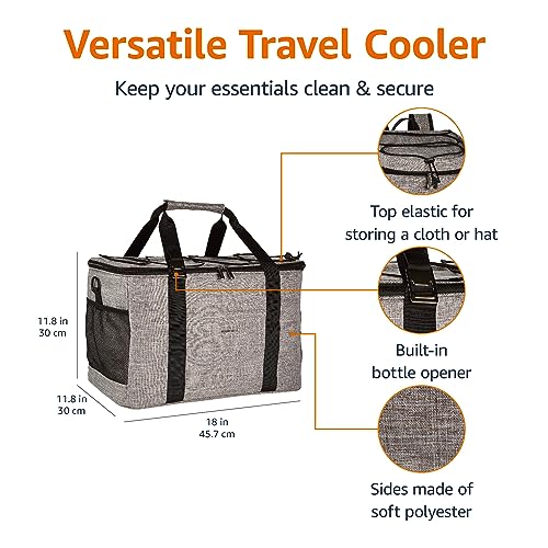 Amazon Basics Soft Insulated Leak-Proof Cooler Bag, Reusable, Portable, Keeps Cold, 50 Can Capacity, Gray view 3