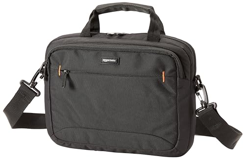 Amazon Basics 11.6 inch Laptop Bag with Shoulder Strap and Handle, Briefcase with Large Capacity Compartments for Tablets and Accessories, Black, 1-Pack