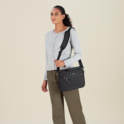 Amazon Basics 11.6 inch Laptop Bag with Shoulder Strap and Handle, Briefcase with Large Capacity Compartments for Tablets and Accessories, Black, 1-Pack view 2