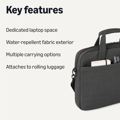 Amazon Basics 15.6-Inch Laptop Messenger Bag for Women and Men, Computer and Tablet, Black view 2