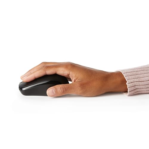 Amazon Basics 2.4 GHz Wireless Optical Computer Mouse with USB Nano Receiver, Portable, No Wires, Smooth Tracking, Multi-Device Compatibility, Black view 3
