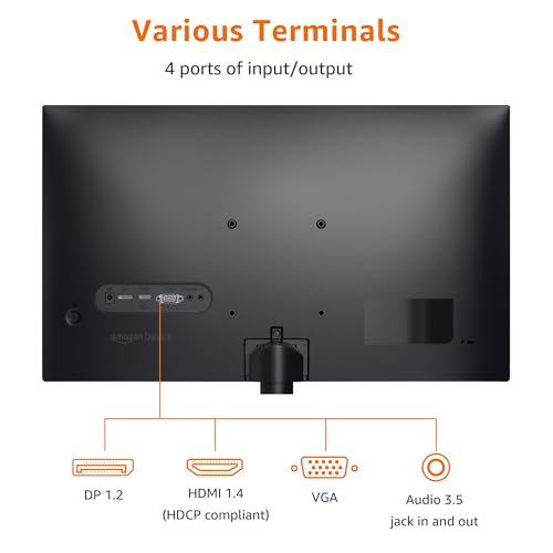 Amazon Basics 24 in Monitor, FHD 1080P, Max 100Hz, VESA Compatible, Built-in Speakers, Black