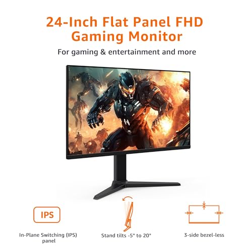 Amazon Basics 24 Inch (23.8 inch viewable) Gaming Monitor, FHD 1080P, 165Hz, VESA Compatible, Adaptive sync, 1ms Response, Black view 2