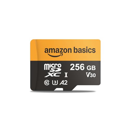 Amazon Basics 256GB microSDXC Card with Adapter, Read Speed Up to 200MB/s, 1-Pack