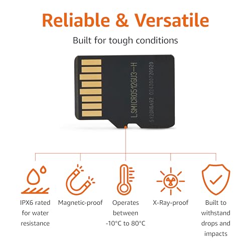 Amazon Basics 512GB microSDXC Card with Adapter for Tablets, Smartphones, Action Cameras, GoPRO, Drones, Full HD, Read Speed Up to 200MB/s, 1-Pack view 3