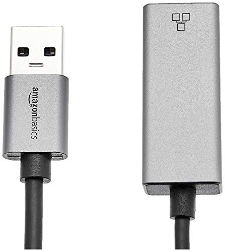 Amazon Basics Aluminum USB 3.0 Gigabit Ethernet RJ45 Adapter, Plug and Play, Portable, No Drivers Needed, Gray, 1.97 x 0.83 x 0.59 inches view 2
