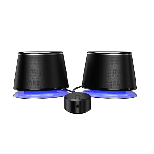 Amazon Basics Bluetooth Computer Speakers with USB 3.0 and Blue Lighting