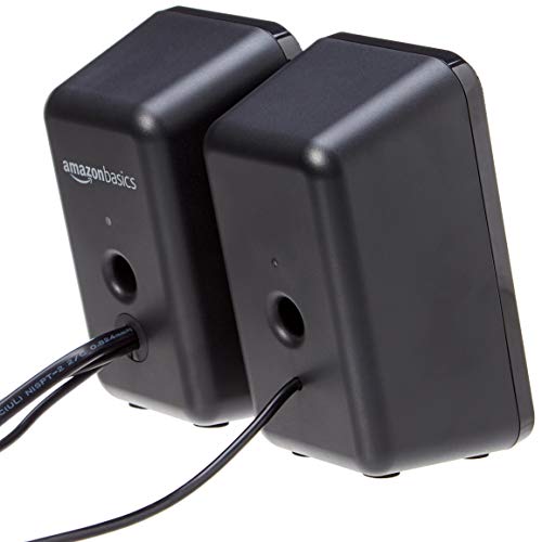 Amazon Basics Computer Speakers for Desktop or Laptop PC, AC-Powered (US Version), Black