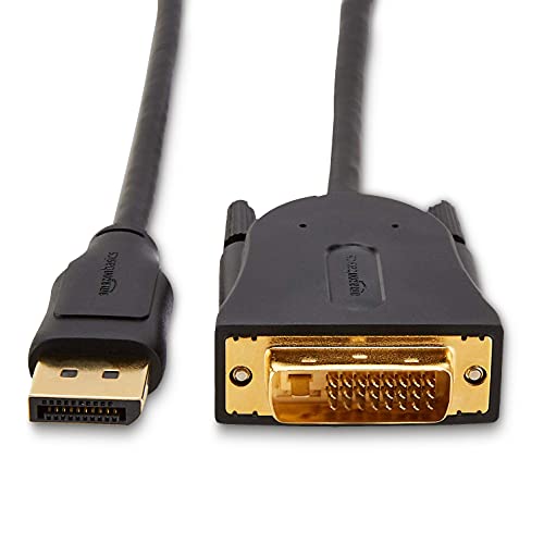 Amazon Basics DisplayPort to DVI Cable, 1920x1080p, 1080@60Hz, Gold-Plated Plugs, 6 Foot (1.8 m), Black view 2