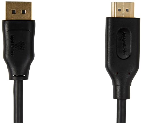 Amazon Basics DisplayPort to HDMI Display Cable, Uni-Directional, 4k@30Hz, 1920x1200, 1080p, Gold-Plated Plugs, 10 Foot, Black