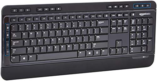 Amazon Basics Full-Sized Wireless Computer Keyboard and Mouse Combo, QWERTY Layout, 2.4 GHz USB Receiver, Black, Pack of 1