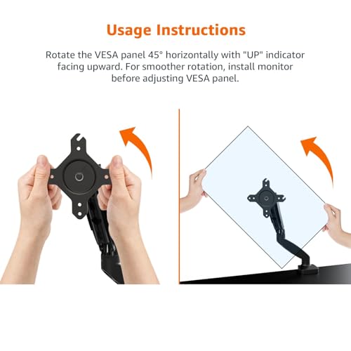 Amazon Basics Gas Spring Single Computer Monitor Arm Mount, Adjustable, Holds up to 27" Monitors, Black