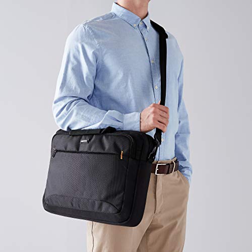 Amazon Basics Laptop Carrying Case with Shoulder Strap, 15.6-inch, Black, Large Capacity Office Work Bag, 10-Pack view 2